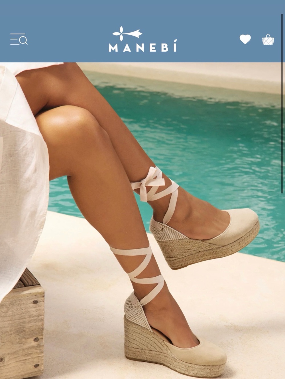 Manebí Beige Espadrille Wedge with Ankle Wrap